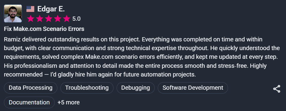 Client review screenshot
